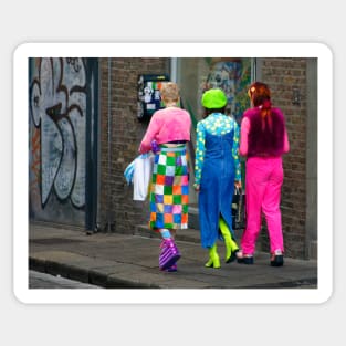 Three Colourful Girls Strolling Sticker